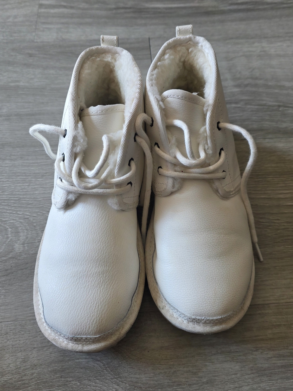 UGG Big Kids White Chukka Boots with Shearling Lining